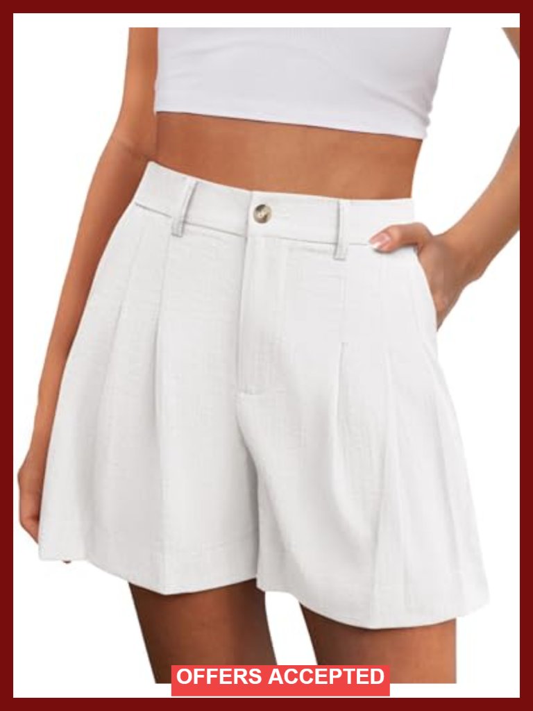 High Waisted Pleated Tailored Shorts With Pockets